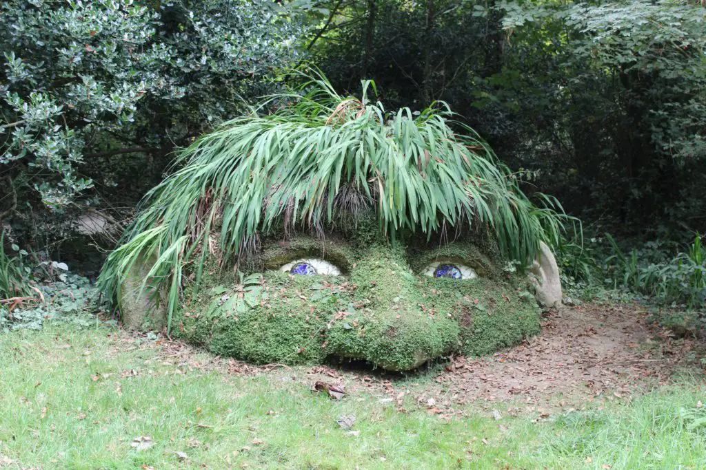 A sculpture at the Lost Gardens of Heligan, Mevagissey, things to do near Mevagissey, Cornwall with kids